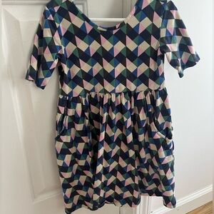 Girls Hanna Anderson 6/7 short sleeve geometric pattern dress